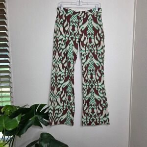 3 / $30 Zara Small Ikat Print Wide Leg Cotton‎ Blend Pants Trousers Lightweight